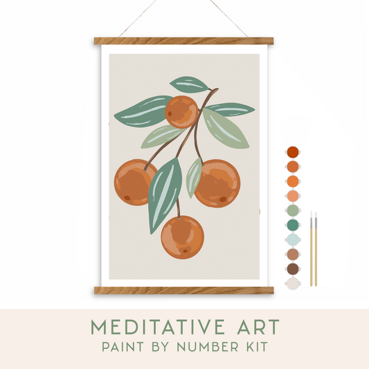 Citrus Branch Meditative Art Paint by Number Kit: Kit + Magnetic Frame
