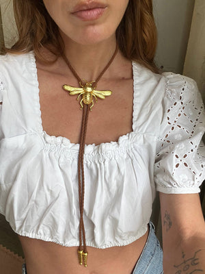 Gold Bumblebee Bolo Tie: Black