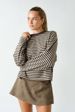 Horizon Striped Long-Sleeve Tee : Grey
