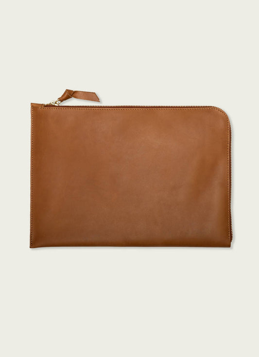 16'' Leather Laptop Sleeve: Tan