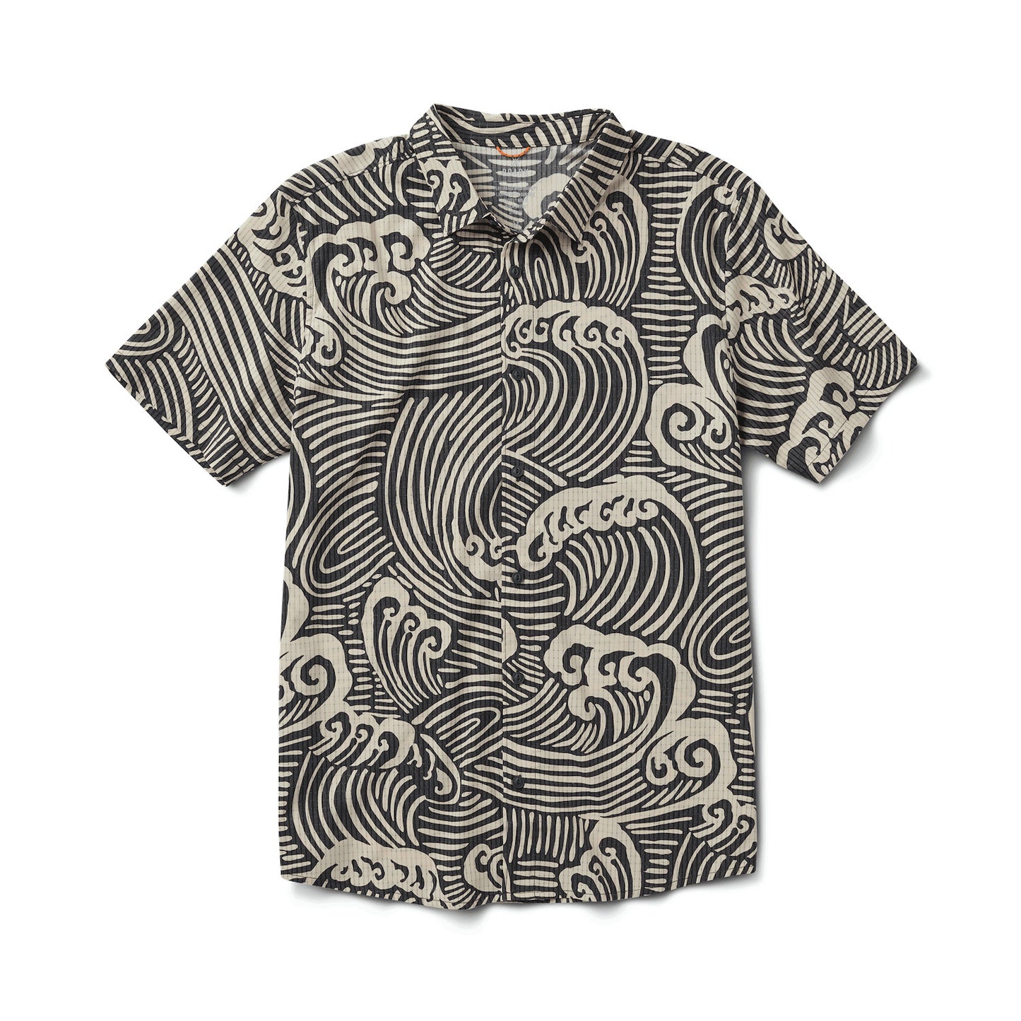 Bless Up Breathable Button Up Shirt - Black & White Wave