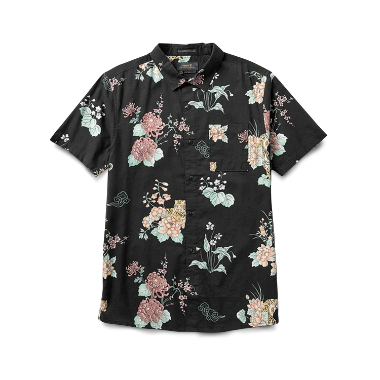 Journey Short Sleeve Button Up Shirt - Tiger Lotus Black