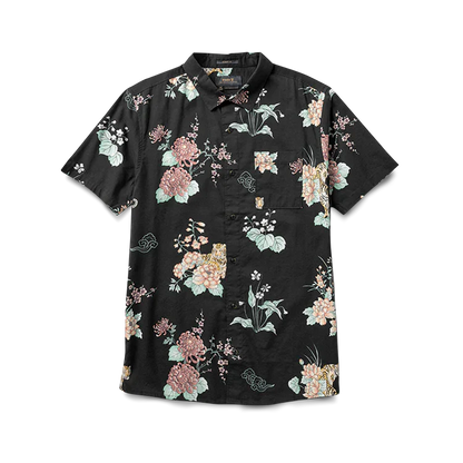 Journey Short Sleeve Button Up Shirt - Tiger Lotus Black