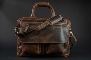 Leather Pilot Bag - Antique Brown