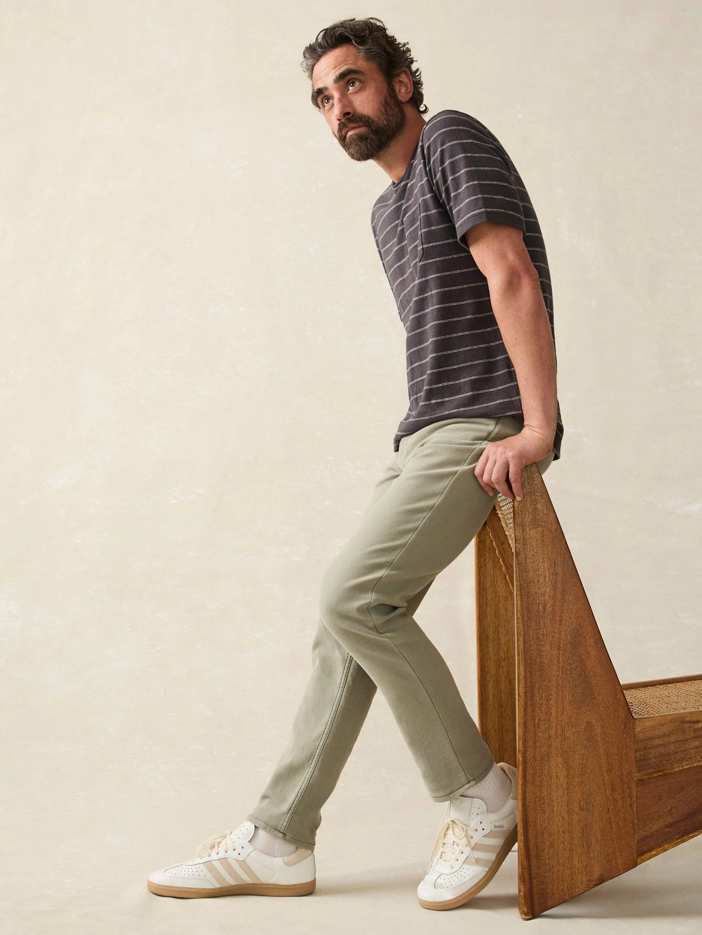 Stretch Terry 5-Pocket Pant- Faded Olive