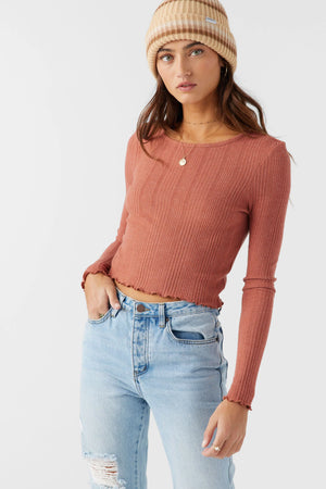 Parks Long Sleeve Crop : Cedar Wood
