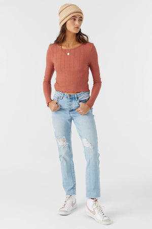 Parks Long Sleeve Crop : Cedar Wood