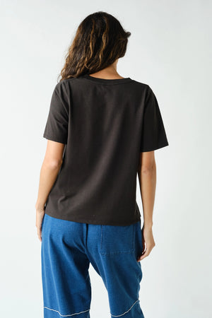 Pima Cotton Blend V-Neck Tee : Black