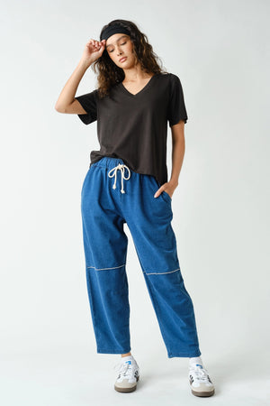 Pima Cotton Blend V-Neck Tee : Black