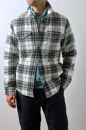 Qltd Flannel Shirtjacket : Cream / Forest Tartan