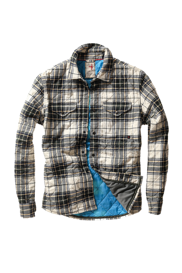 Qltd Flannel Shirtjacket : Cream / Forest Tartan