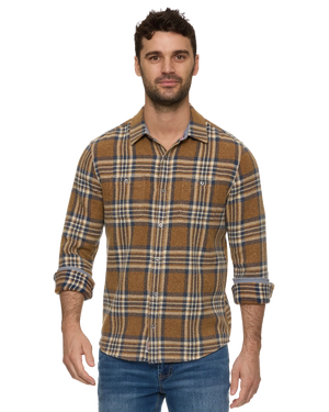 Seabrook Vintage Wash Flannel Shirt : Brown/Navy/Cream