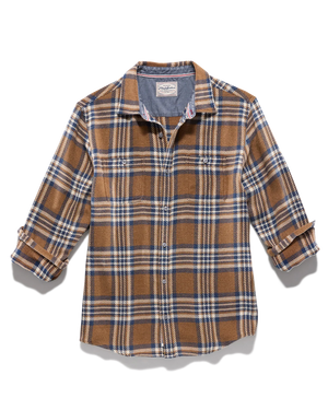 Seabrook Vintage Wash Flannel Shirt : Brown/Navy/Cream