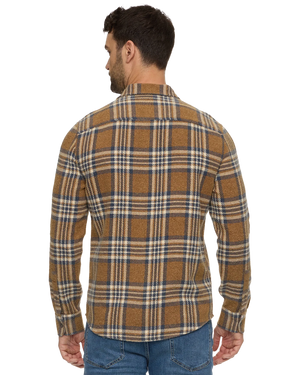 Seabrook Vintage Wash Flannel Shirt : Brown/Navy/Cream