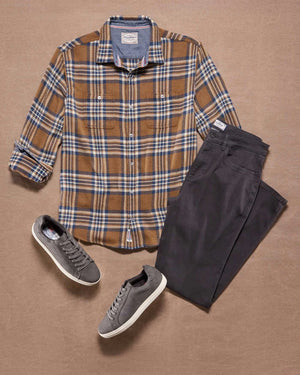 Seabrook Vintage Wash Flannel Shirt : Brown/Navy/Cream