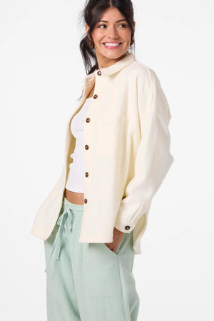 Wavelength Fleece Shacket : Winter White