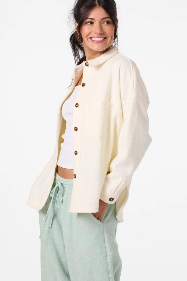 Wavelength Fleece Shacket : Winter White