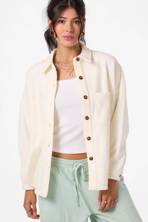 Wavelength Fleece Shacket : Winter White