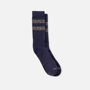 Wool Blend Striped Crew Socks : Navy/Tan