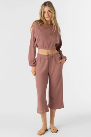 Tour Waffle Knit Cropped Lounge Pants : Burlwood