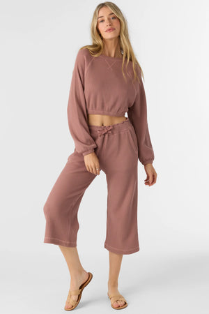Tour Waffle Knit Cropped Lounge Pants : Burlwood