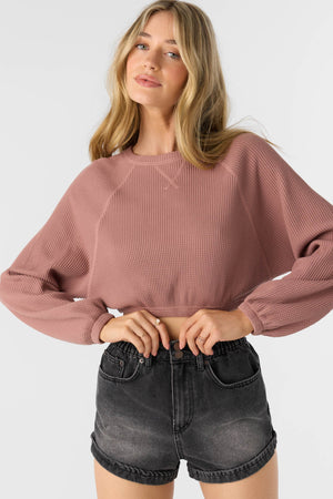 Tour Waffle Knit Slouchy Top : Burlwood