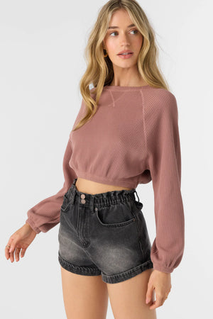 Tour Waffle Knit Slouchy Top : Burlwood