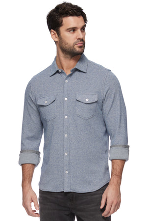 Baxter Hero Solid Twill Knit Flannel Shirt - Light Blue