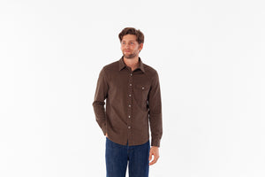Chill Knit Pearl Snap Shirt- Woodgrain