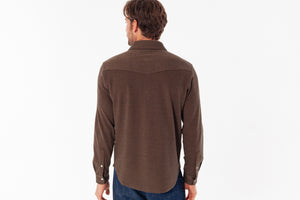 Chill Knit Pearl Snap Shirt- Woodgrain