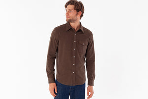 Chill Knit Pearl Snap Shirt- Woodgrain