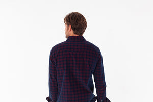 Corduroy Pearl Snap Shirt - Navy Check