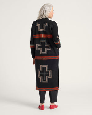 Lambswool Duster Sweater - Black Red SanMiguel