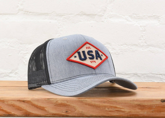 USA Gold Patriot Snapback Hat: Grey/Black
