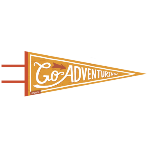 Go Adventuring (Large Pennant, Vintage-styled Screen Print)