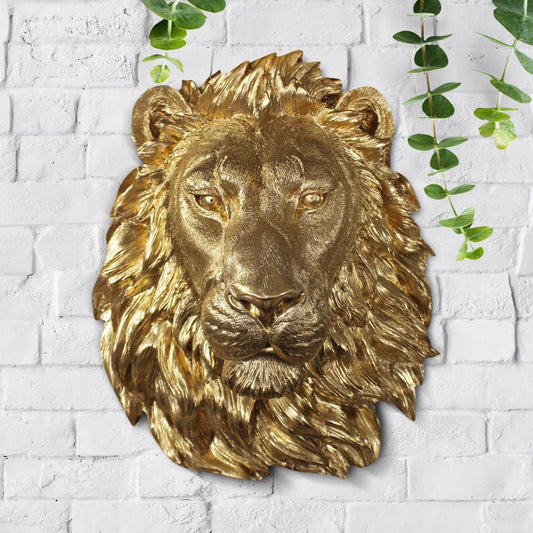 The Saharan Large Lion Head Faux Taxidermy Single Color: Gold