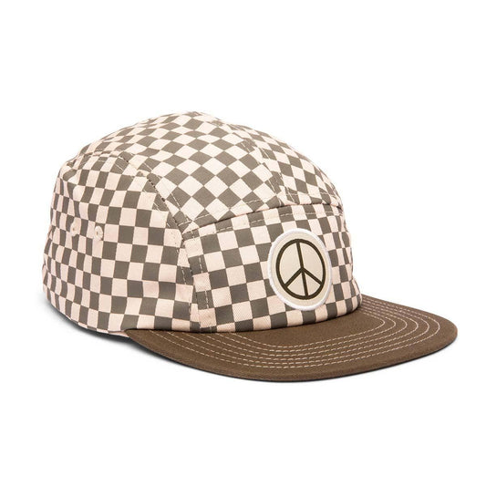Peace Checkered Kids Flat Brim Hat