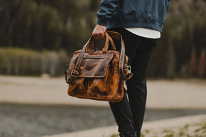 Leather Pilot Bag - Antique Brown