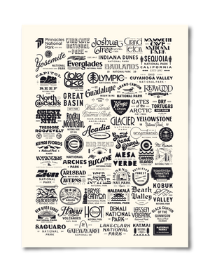 National Park Type Poster - Cream / 18x24
