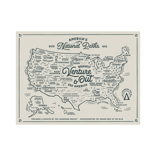 National Parks Map - 12x16 Poster