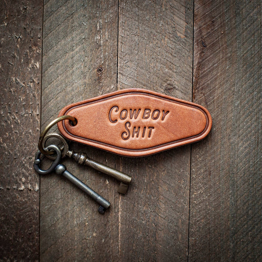 Cowboy Shit Leather Keychain Motel Style
