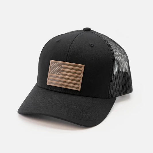 American Flag Mesh Back Hat- Black