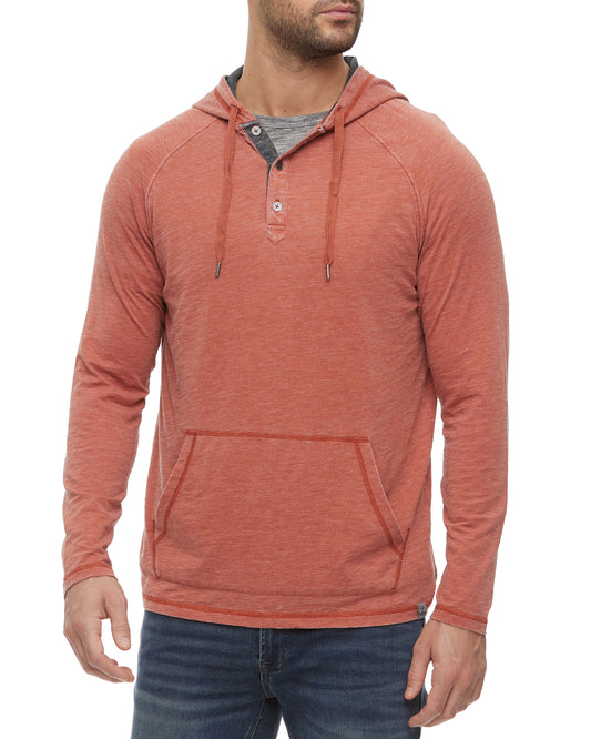 Flag and Anthem Rust Henley Hoodie