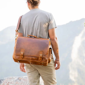 Sitka Leather Messenger Bag-  Antique Brown