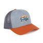 Bison Range Trucker Hat: Heather Gray/ Charcoal/ Dark Orange