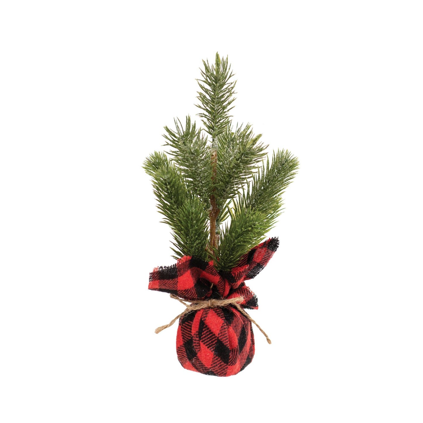 Glittered Pine Tree with Red/Black Buffalo Check Base