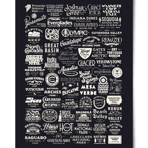 National Parks Poster 18x24 Black & White