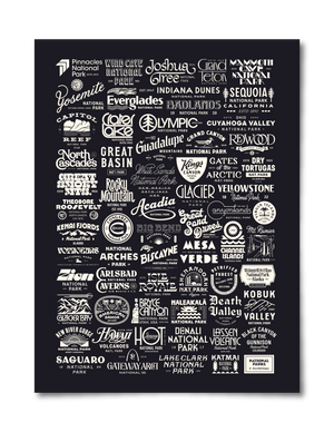 National Parks Poster 18x24 Black & White