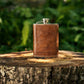 Leather Wrapped Stainless Steel Flask - 6 oz